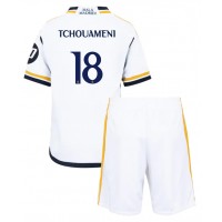 Real Madrid Aurelien Tchouameni #18 Hjemmedraktsett Barn 2023-24 Kortermet (+ Korte bukser)